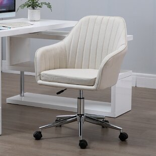 Linen Office Computer Chair Mid Back Task Chair With Tub Shape Design%252C Lined Pattern Back And Swivel Wheels For Living Room%252C Grey 